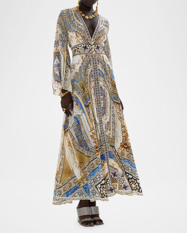 Make Me Your Mosaic Kimono-Sleeve Maxi Dress Coverup